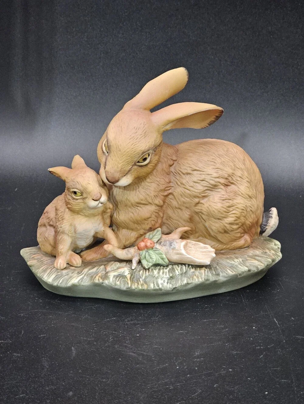 1979 Homco Masterpiece Porcelain Mother and Baby Rabbit Figurine